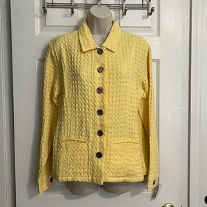 New Direction Yellow Waffle Print Jacket Size Large NWT